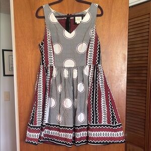 Maeve Gray and White A-Line Sundress